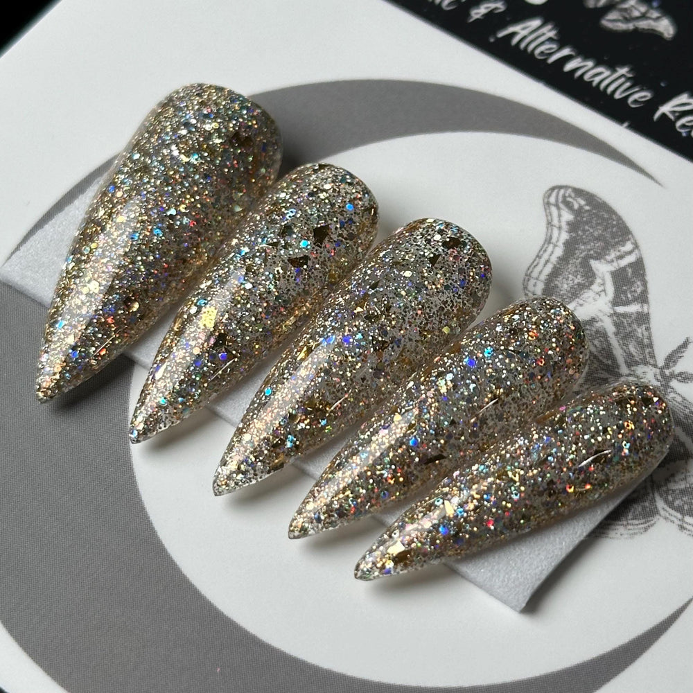 
                      
                        Moondust, Christmas Party Nails, Winter Glitter Press On Nails, Basic Christmas Nails, Gothic Nails, Witchy Nails, Reusable False Nails
                      
                    