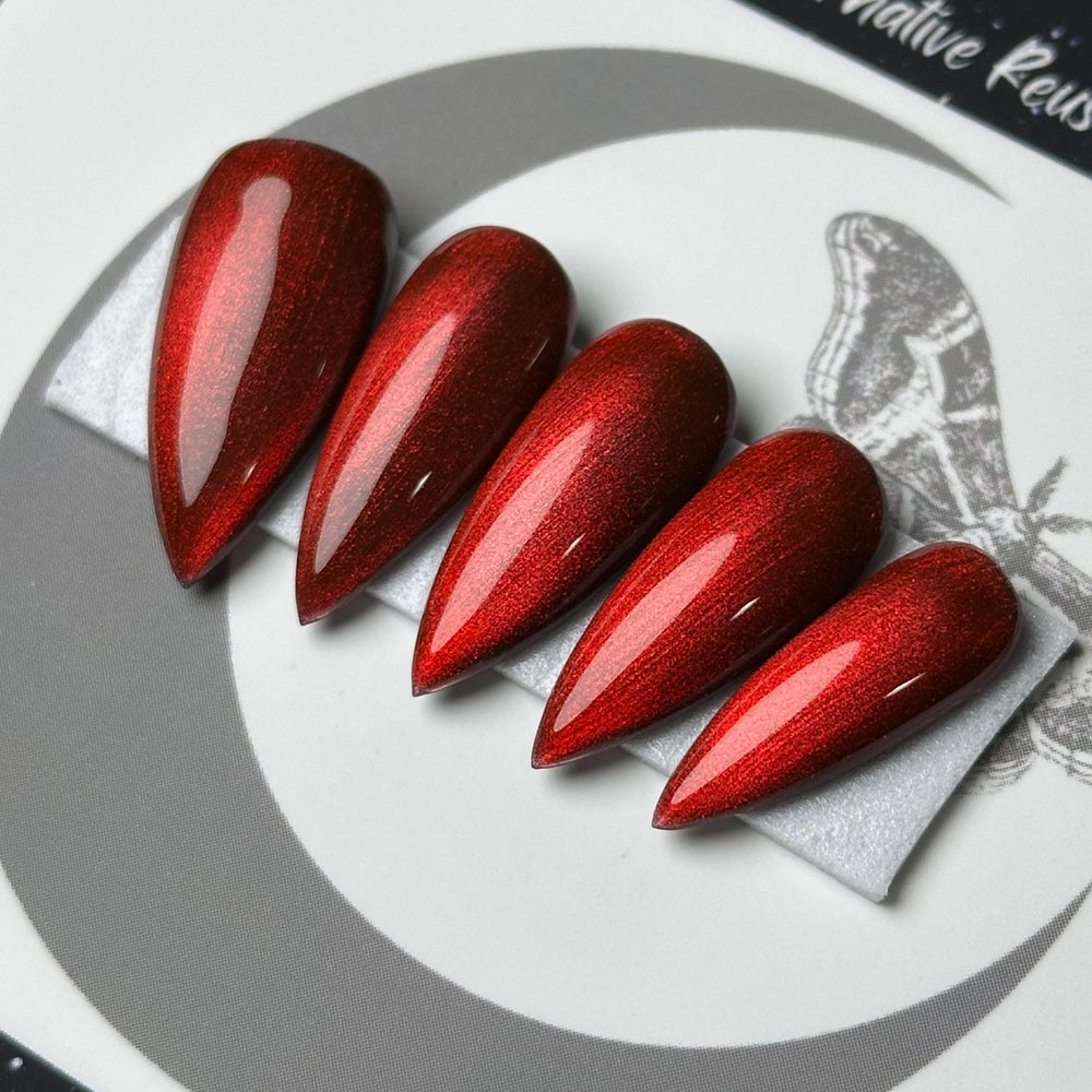 
                      
                        Red Christmas Glass Nails, Xmas Press On Nails, Winter Nails, Gothic Press Ons, Witchy Nails, Reusable False Nails, Alternative Nail
                      
                    