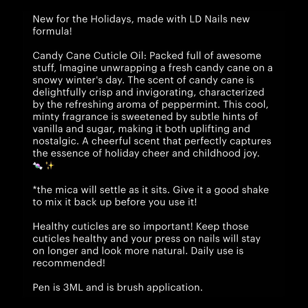 
                      
                        NEW! 3ML Candy Cane Cuticle Oil
                      
                    