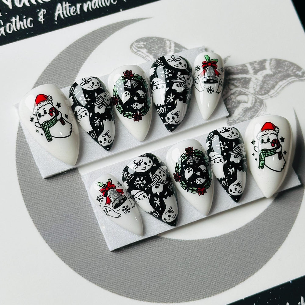 
                      
                        Pastel Goth Christmas Press On Nails, Christmas Spirits Nails, Purple Ghost and Webs Creepmas Nails, Spooky Christmas, Reusable False Nails
                      
                    