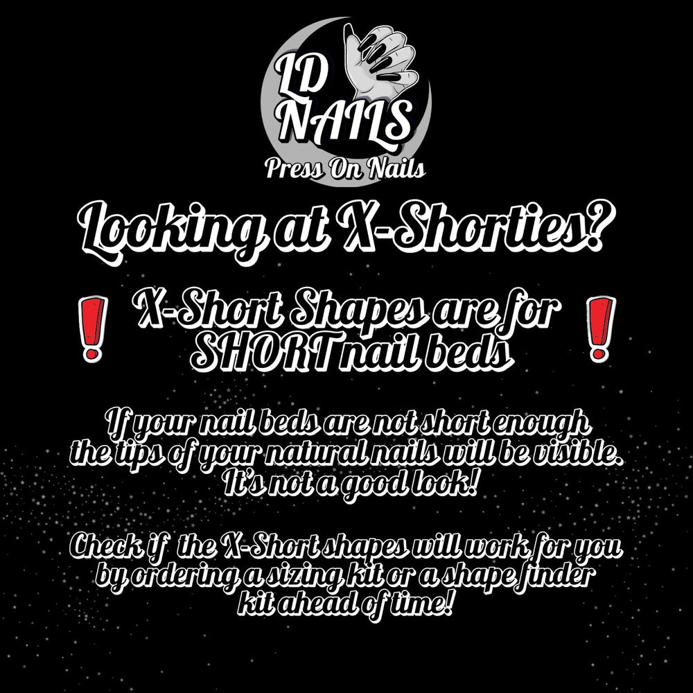 
                      
                        The image is a promotional poster for a nail salon called &quot;ID Nails&quot; that offers X-Short shapes for short nail beds. The poster provides information about the X-Short shapes and encourages customers to order a sizing kit or a shape finder kit ahead of time.
                      
                    