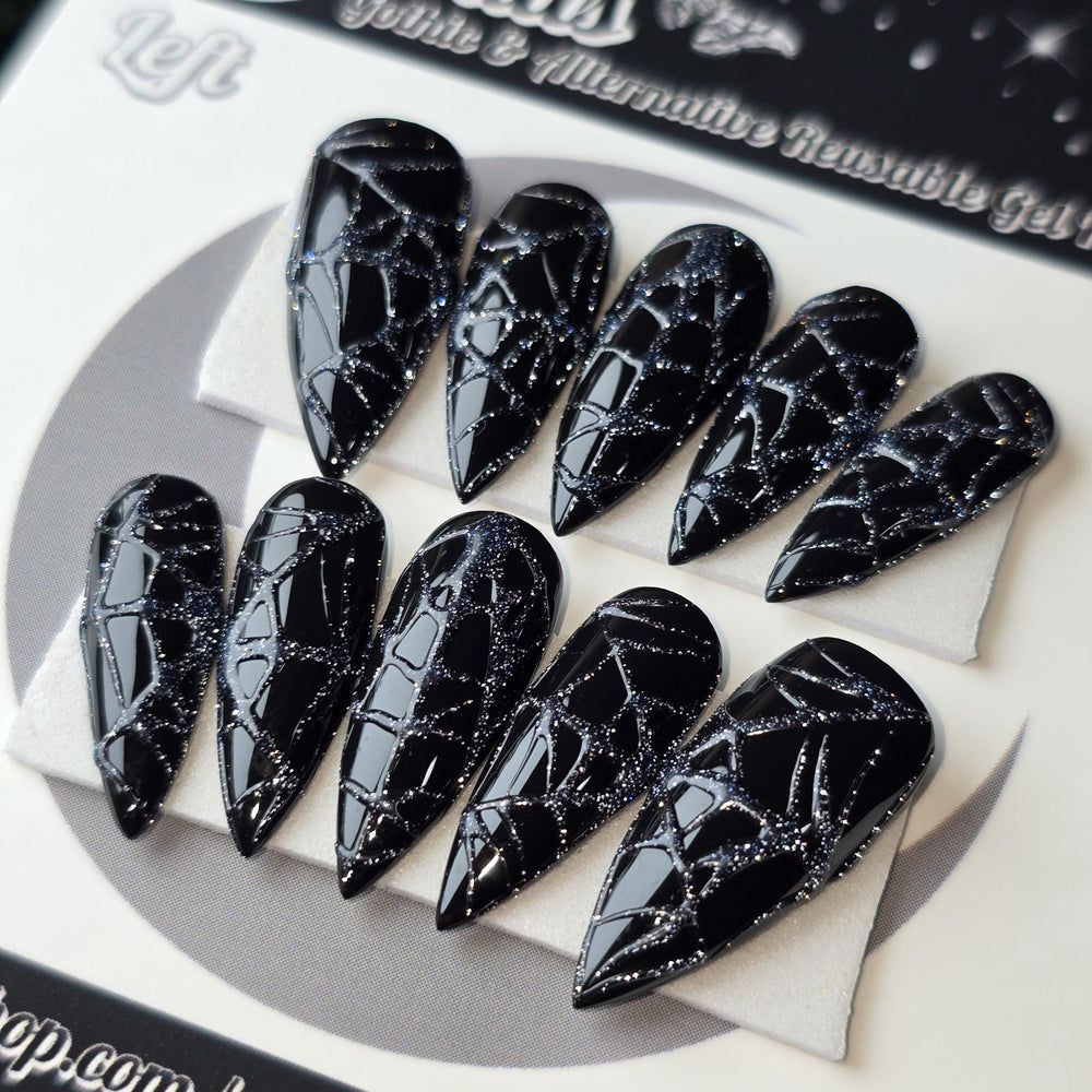 
                      
                        Flash Glitter Spiderweb Nails, Glossy Embossed Glitter Halloween Nails, Reusable False Nails, Fake Nails, Press-on Nails, Glue-on Nails
                      
                    