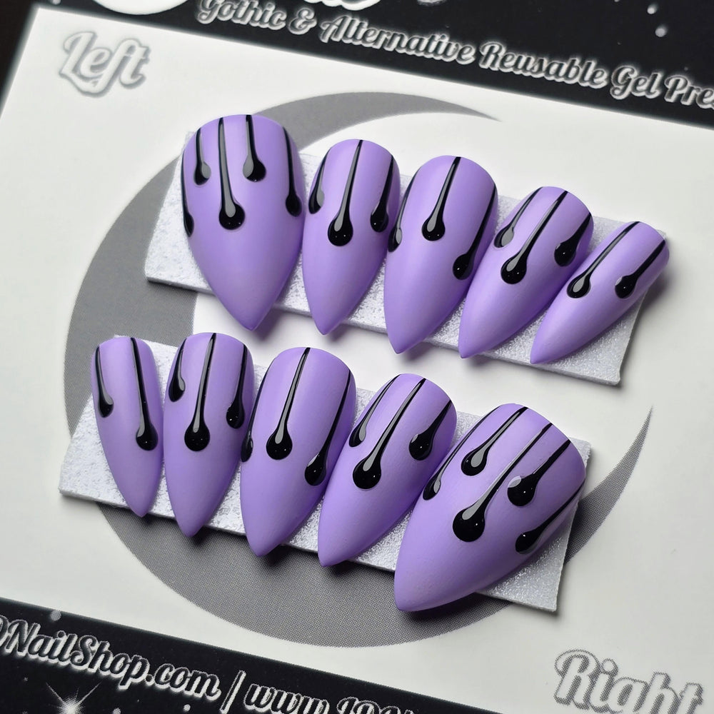 
                      
                        Lilac Drip, 3D Embossed Drip Press On Nails, Gothic Nails, Halloween Press Ons, Witchy Nails, Spooky Fall Nails, Reusable False Nails
                      
                    