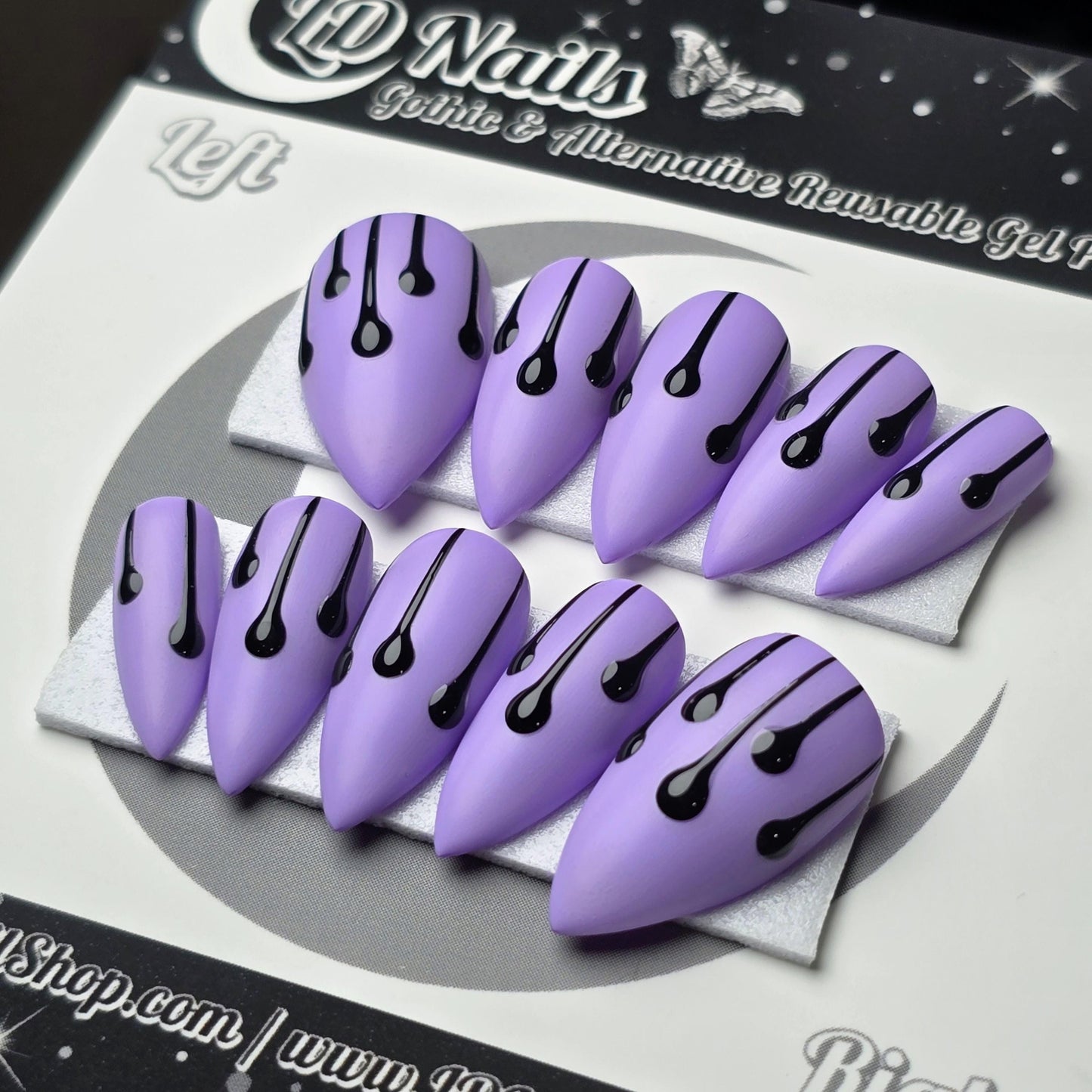 Lilac Drip, 3D Embossed Drip Press On Nails, Gothic Nails, Halloween Press Ons, Witchy Nails, Spooky Fall Nails, Reusable False Nails