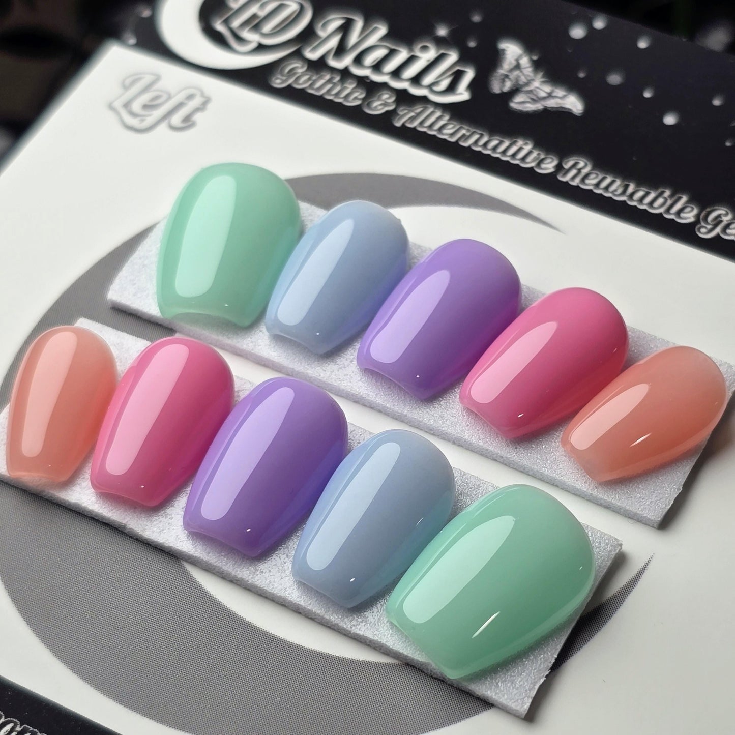 Skittles Sorbet, Sheer Nails, Natural Nails, Pastel Goth Nails, Witchy Spring Nails, Basic Nails, Reusable False Nails, Alternative Nails