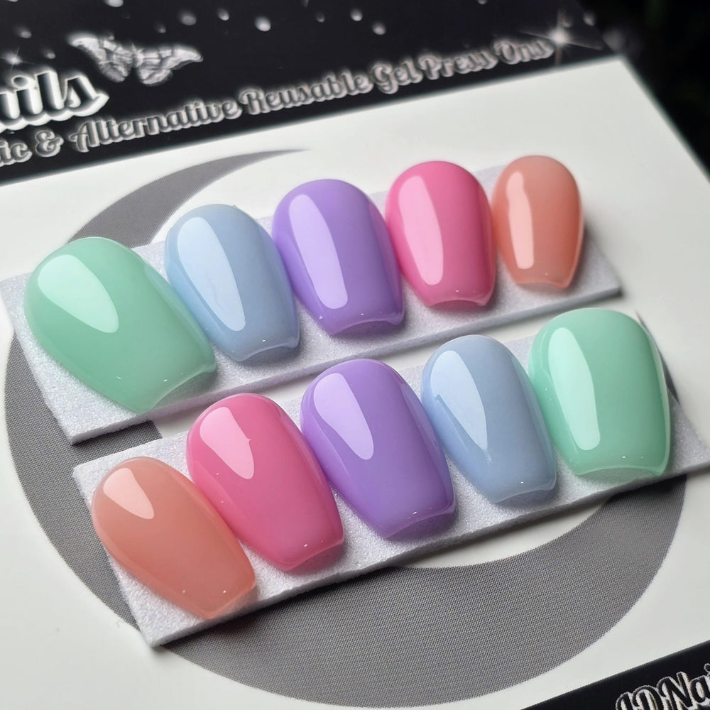 
                      
                        Skittles Sorbet, Sheer Nails, Natural Nails, Pastel Goth Nails, Witchy Spring Nails, Basic Nails, Reusable False Nails, Alternative Nails
                      
                    