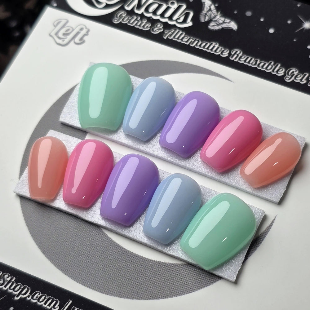 
                      
                        Skittles Sorbet, Sheer Nails, Natural Nails, Pastel Goth Nails, Witchy Spring Nails, Basic Nails, Reusable False Nails, Alternative Nails
                      
                    