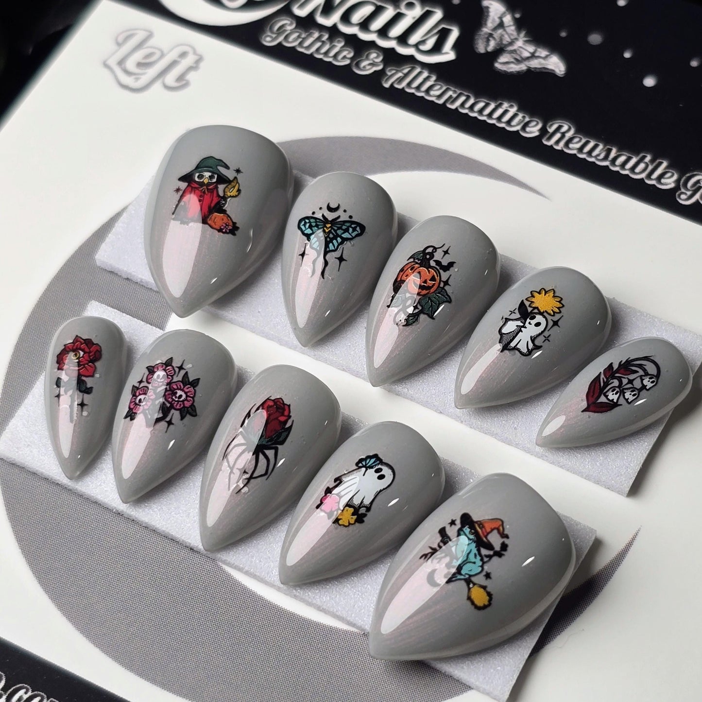 Ghoulish Garden, Gothic Halloween Press On Nails, Spooky Cute Press Ons
