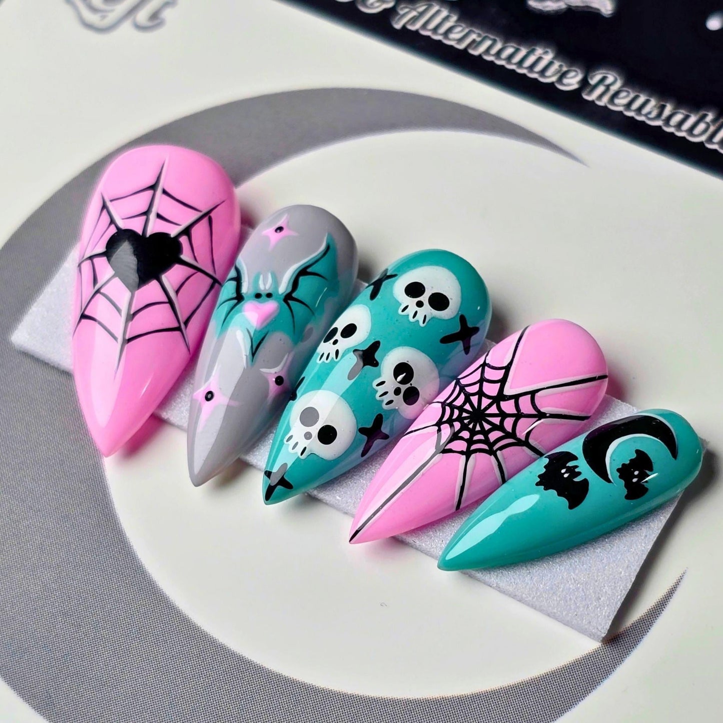 Deadly Cute - Cute & Cursed, Pastel Goth Halloween Press Ons, Spooky Cute Press On Nails