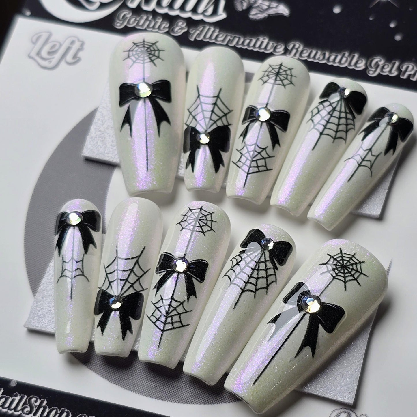 Darling Darkling - Crypt Couture, Gothic Vamp Spiderweb Nails, Gothic Halloween Press On Nails