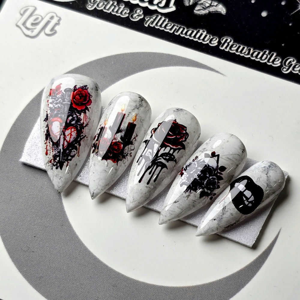 
                      
                        Vampire's Kiss - Crypy Couture, Gothic Vamp Rose Nails, Gothic Halloween Press Ons
                      
                    