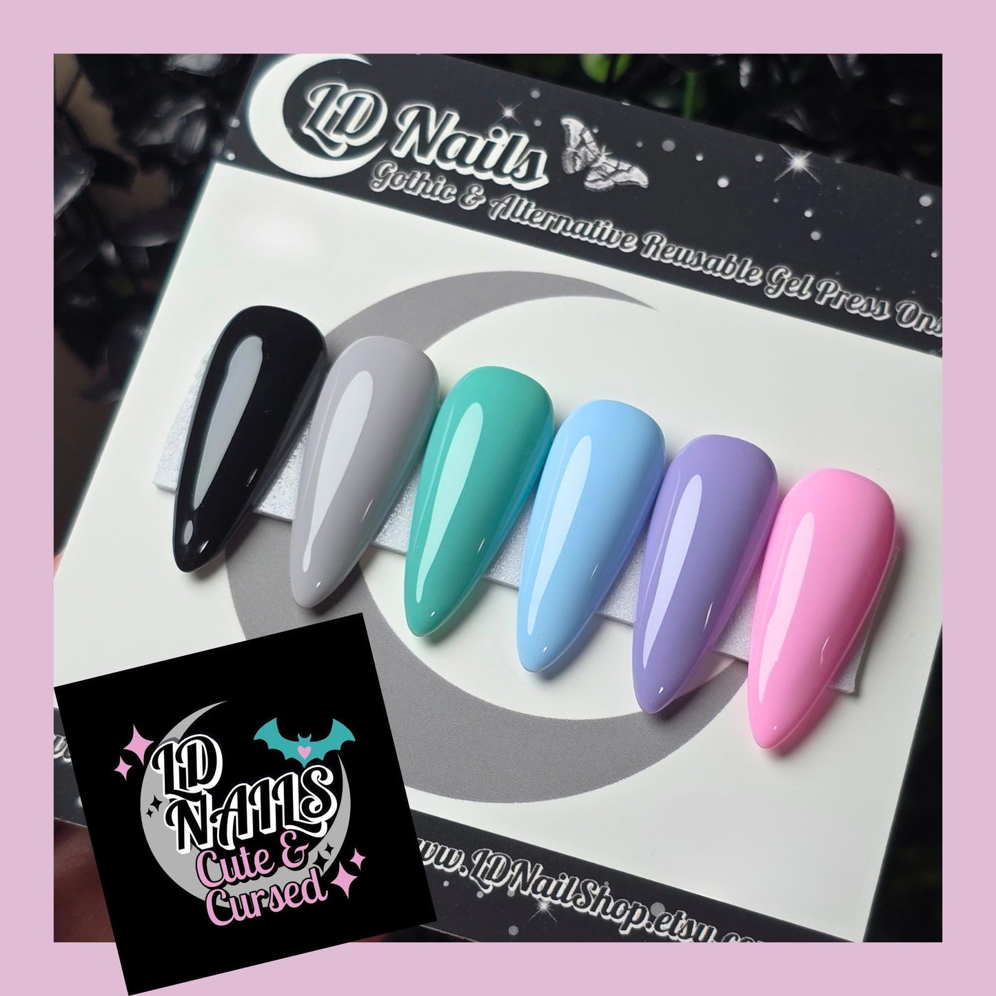 Cute & Cursed Coord Basic Press On Nails, Pastel Goth Halloween Press Ons, Witchy Spooky Nails