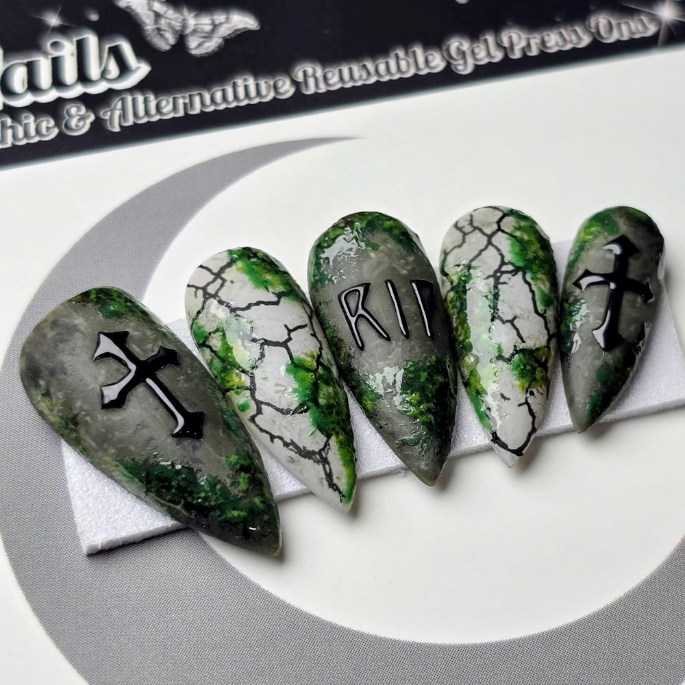 
                      
                        Grave Matters - Crypt Coture, Gothic Halloween Press On Nails, Tombstone Vampire Vibes Press Ons
                      
                    