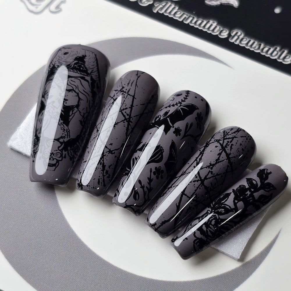 
                      
                        Bloodthorn - Crypy Couture, Gothic Vampire Press On Nails, Gothic Halloween Thermal Press Ons
                      
                    