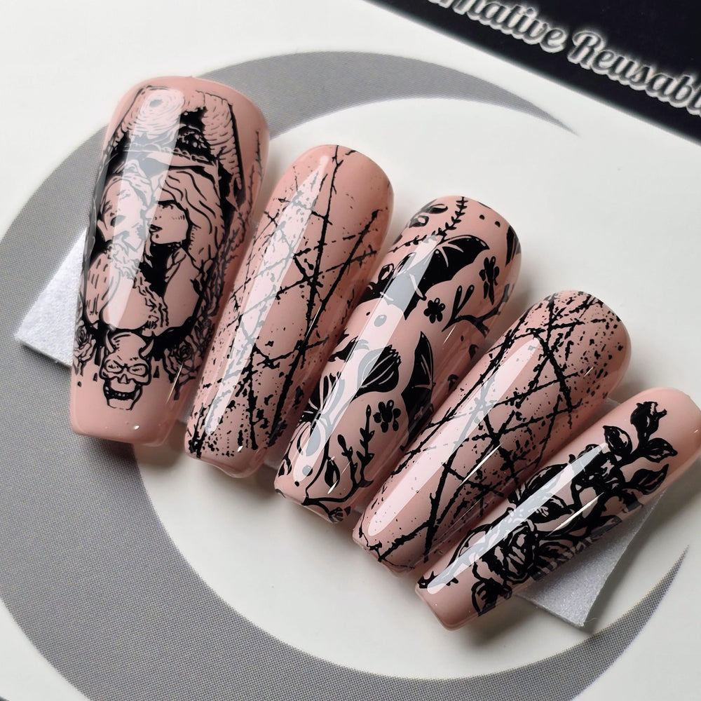 
                      
                        Bloodthorn - Crypy Couture, Gothic Vampire Press On Nails, Gothic Halloween Thermal Press Ons
                      
                    