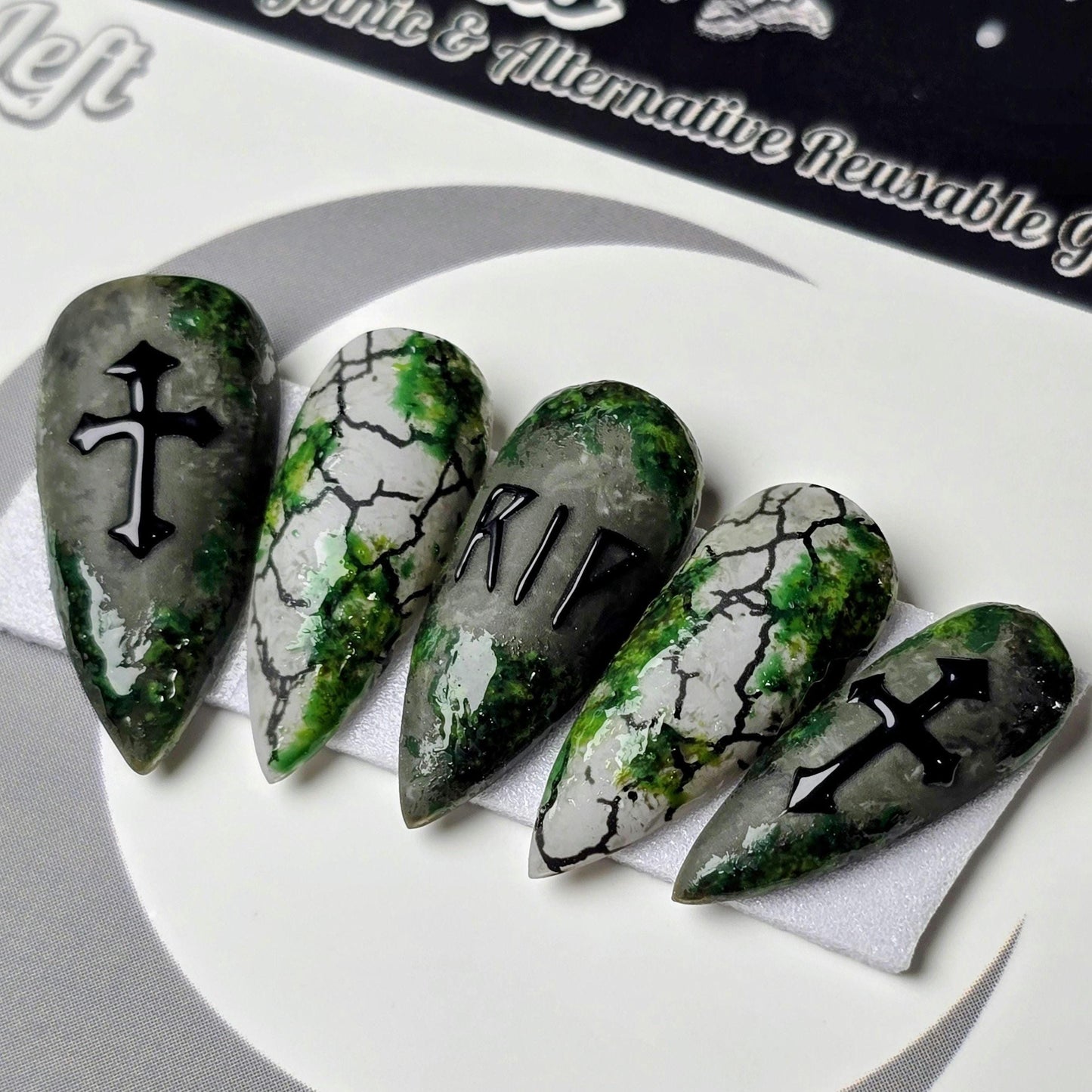 Grave Matters - Crypt Coture, Gothic Halloween Press On Nails, Tombstone Vampire Vibes Press Ons