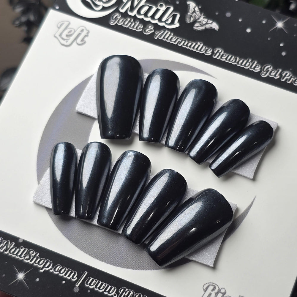 
                      
                        Midnight Chrome, Black Chrome Press On Nails, Basic Chrome Nails, Gothic Nails, Witchy Nails, Basic Nails, Reusable False Nails
                      
                    