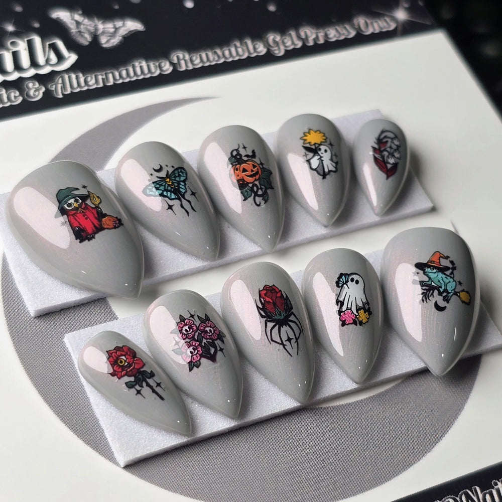 
                      
                        Ghoulish Garden, Gothic Halloween Press On Nails, Spooky Cute Press Ons
                      
                    