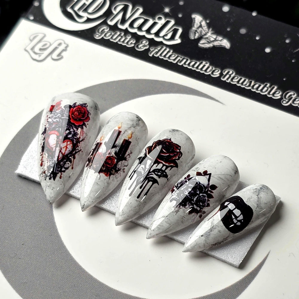 
                      
                        Vampire's Kiss - Crypy Couture, Gothic Vamp Rose Nails, Gothic Halloween Press Ons
                      
                    