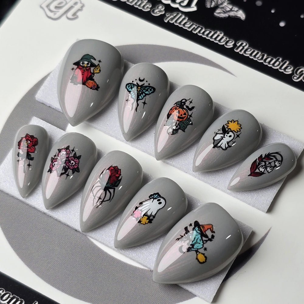
                      
                        Ghoulish Garden, Gothic Halloween Press On Nails, Spooky Cute Press Ons
                      
                    