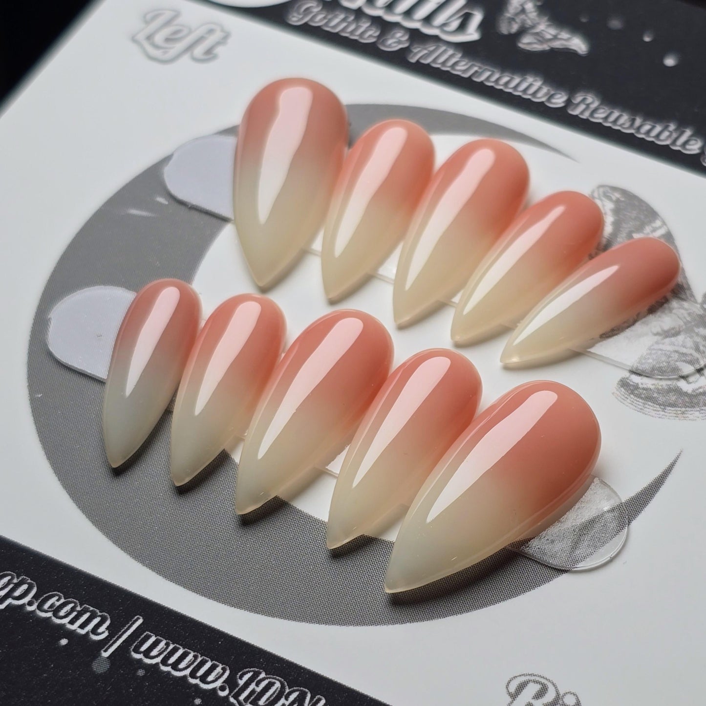 Flushed Blush Ombré Press On Nails, Neutral Nude Nails, Glossy Minimalist Nails, Clean Girl Aesthetic, Witchy Minimalist Nails