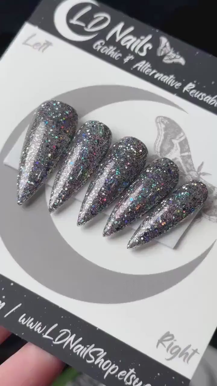 High Vibration, Party Nails, Winter Glitter Press On Nails, Basic Christmas Nails, Gothic Nails, Witchy Nails, Reusable False Nails