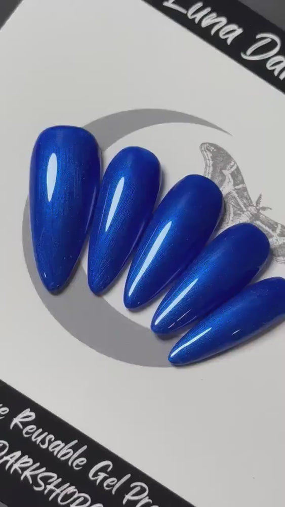 
                      
                        Load and play video in Gallery viewer, Electric Blue Press On Nails, Dark Blue Nails, Simple Nails, Basic Nails, Witchy Nails, Gothic Nails, Minimalist Nails, Reusable False Nails
                      
                    