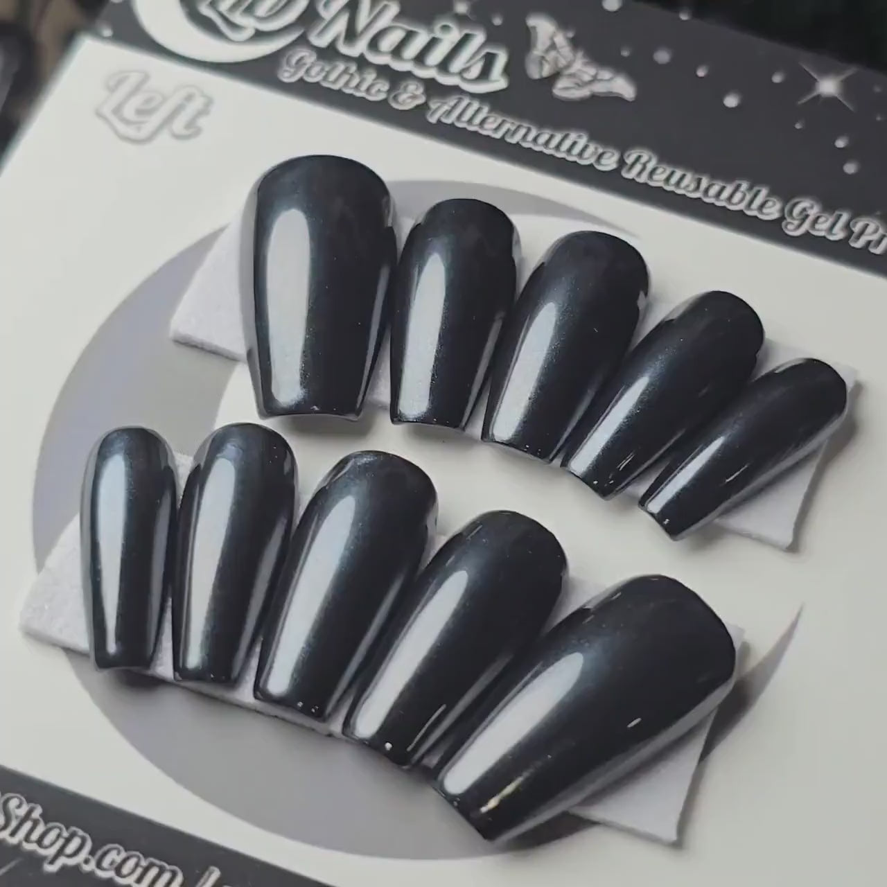 Midnight Chrome, Black Chrome Press On Nails, Basic Chrome Nails, Gothic Nails, Witchy Nails, Basic Nails, Reusable False Nails