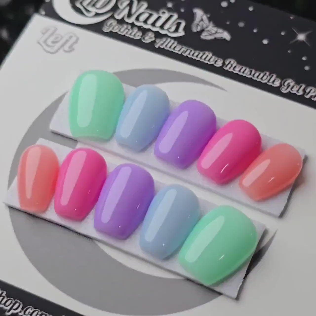 Skittles Sorbet, Sheer Nails, Natural Nails, Pastel Goth Nails, Witchy Spring Nails, Basic Nails, Reusable False Nails, Alternative Nails