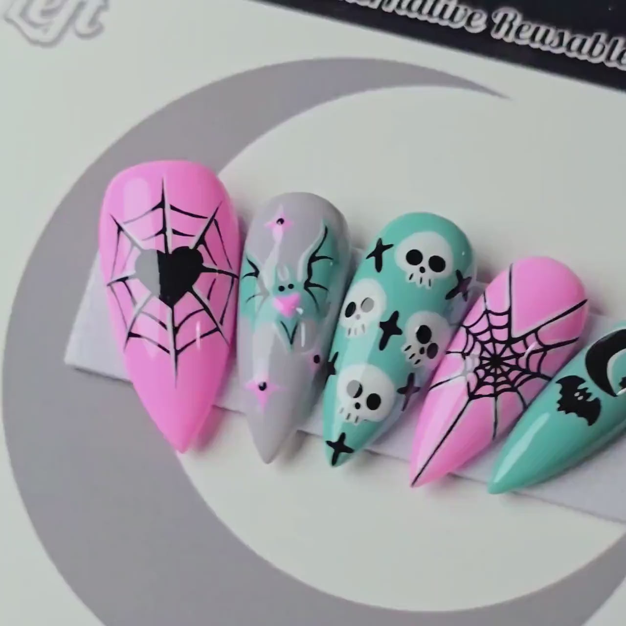 Deadly Cute - Cute & Cursed, Pastel Goth Halloween Press Ons, Spooky Cute Press On Nails