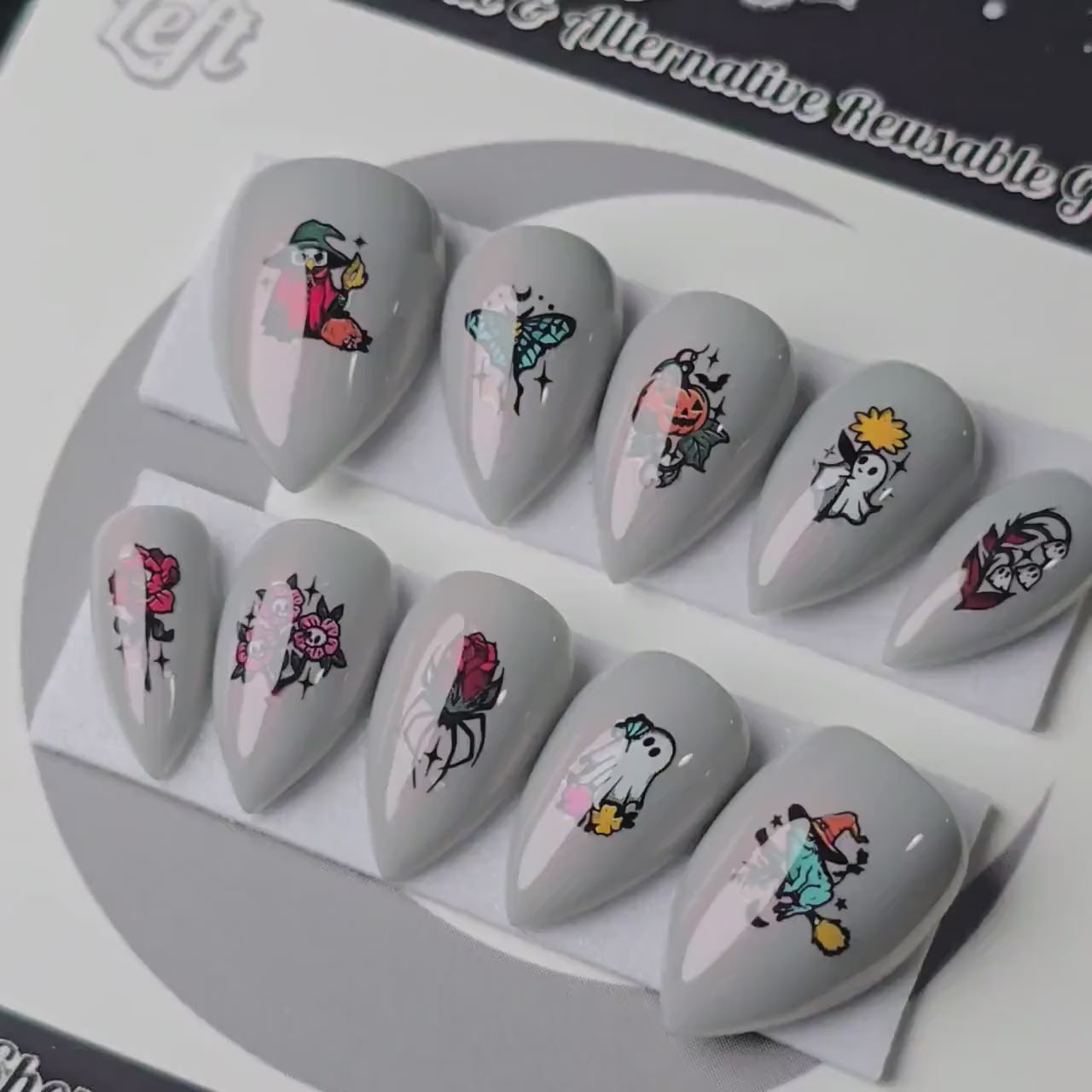 Ghoulish Garden, Gothic Halloween Press On Nails, Spooky Cute Press Ons