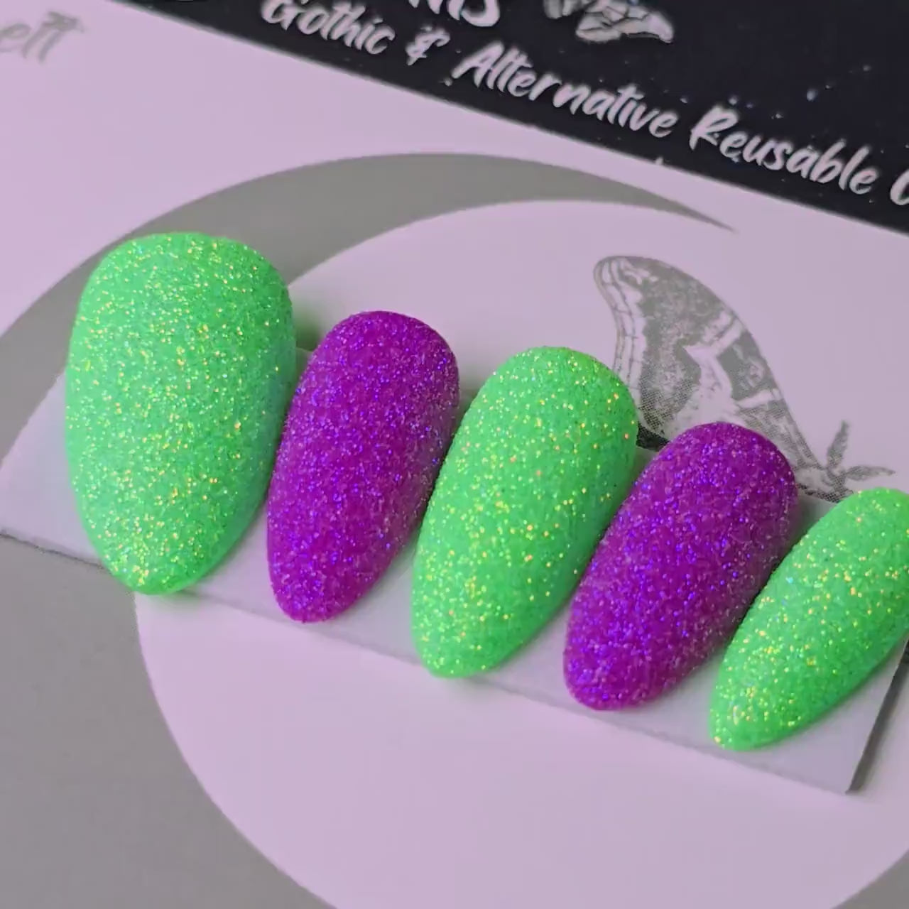 Neon Sugar, Gothic Nails, PRESS ON NAILS, Gothic Nails, Witchy Nails, Basic Nails, Reusable False Nails, Alternative Nails