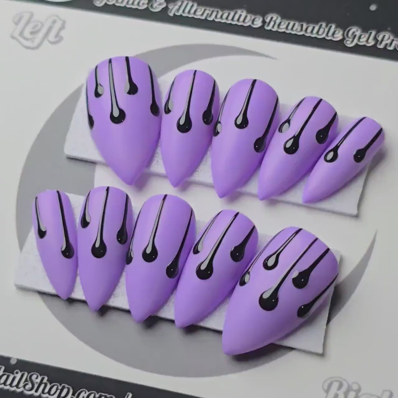 Lilac Drip, 3D Embossed Drip Press On Nails, Gothic Nails, Halloween Press Ons, Witchy Nails, Spooky Fall Nails, Reusable False Nails