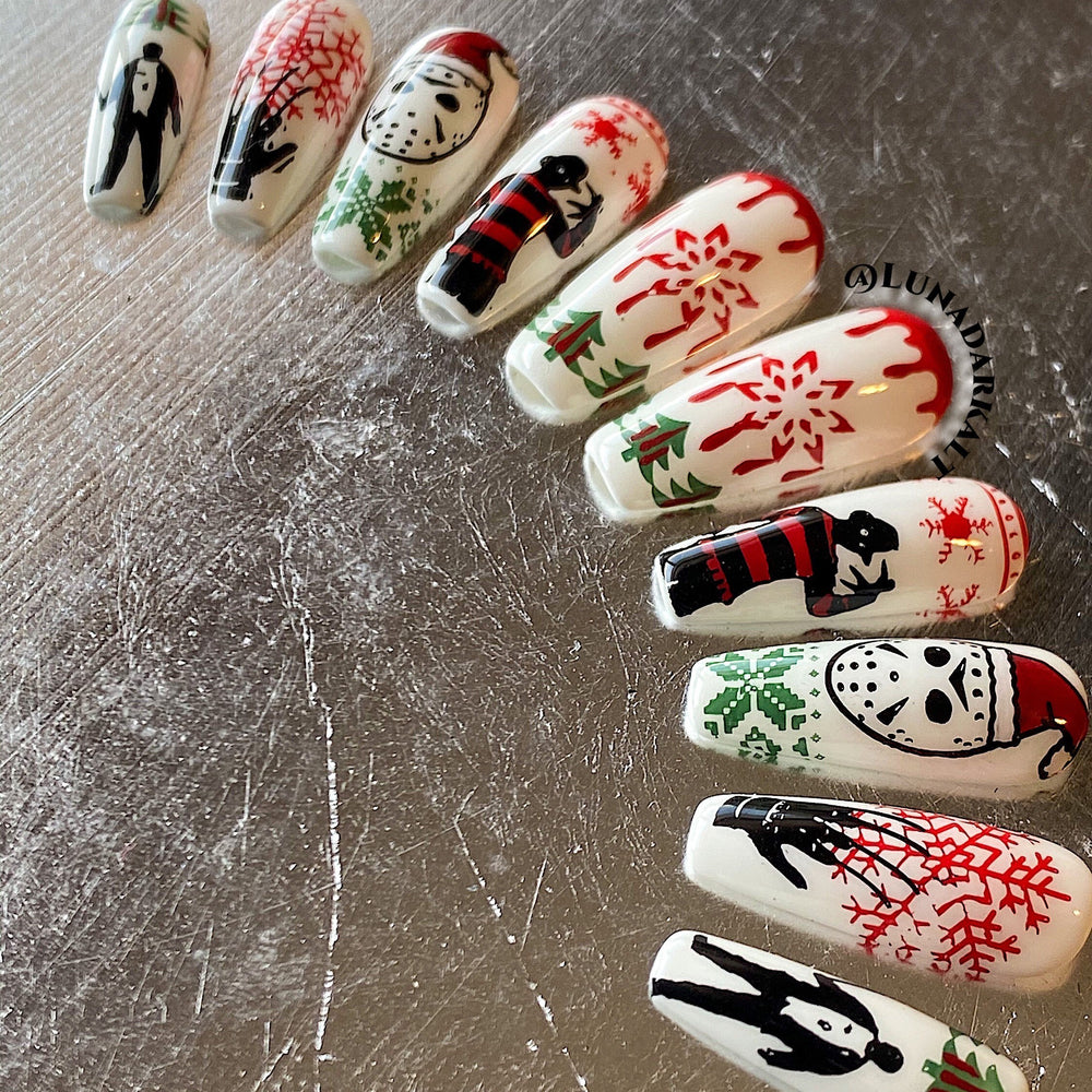 
                      
                        PRESS ON NAILS, Goth Press Ons, Merry Massacre, Horror Christmas, Reusable False Nails, Fake Nails, Press-on Nails, Glue-on Nails
                      
                    