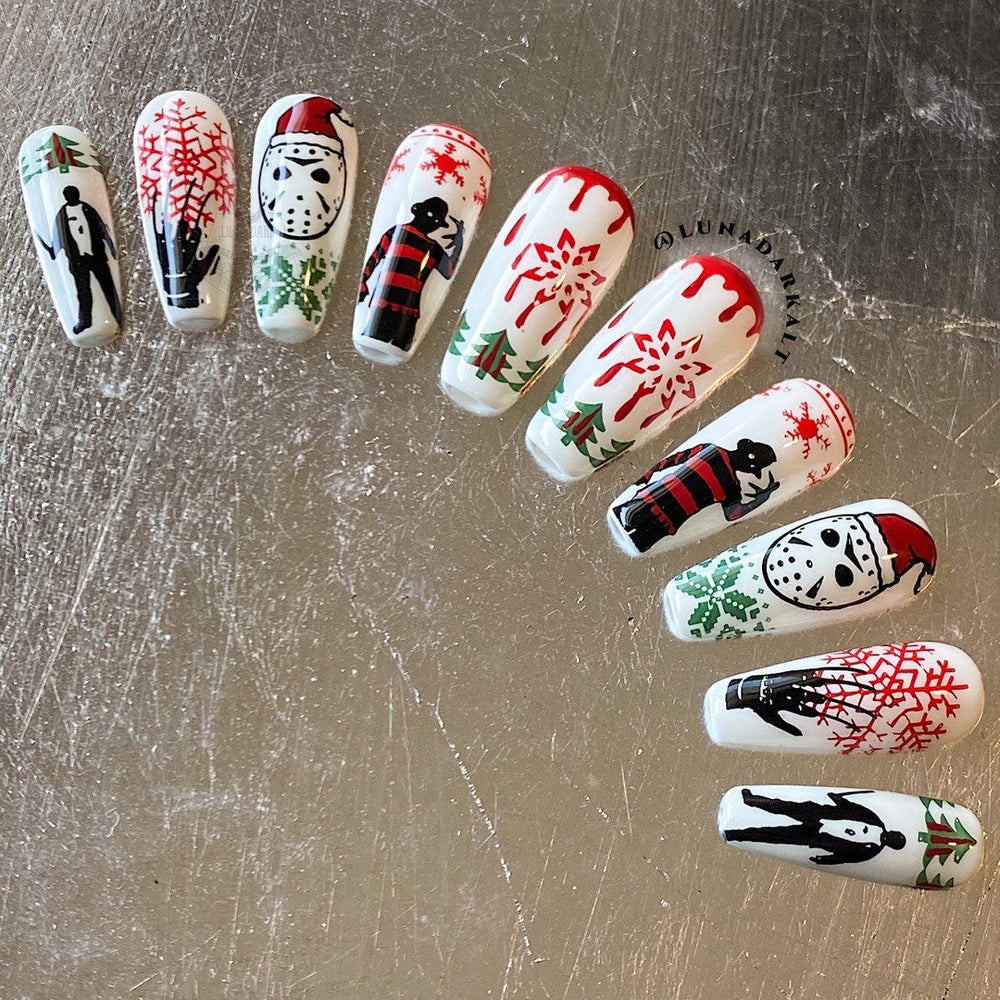 
                      
                        PRESS ON NAILS, Goth Press Ons, Merry Massacre, Horror Christmas, Reusable False Nails, Fake Nails, Press-on Nails, Glue-on Nails
                      
                    