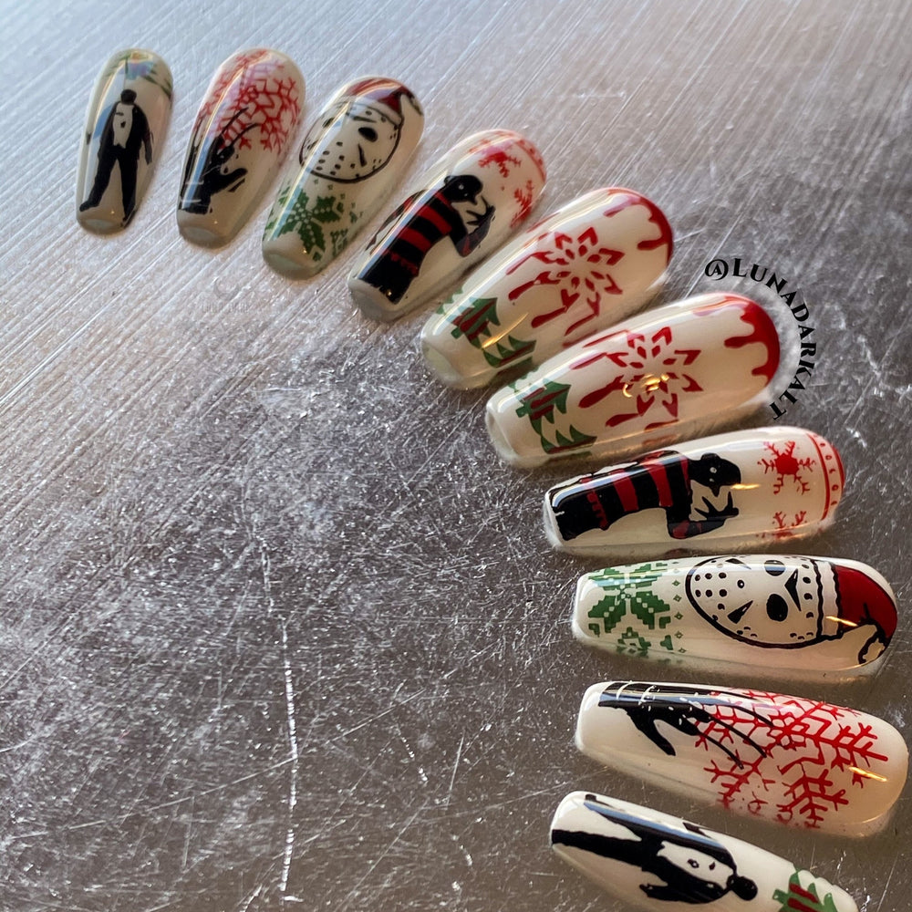 
                      
                        PRESS ON NAILS, Goth Press Ons, Merry Massacre, Horror Christmas, Reusable False Nails, Fake Nails, Press-on Nails, Glue-on Nails
                      
                    